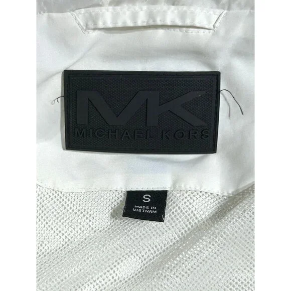 Michael Kors Men's White Stripes Red Blue Hooded Zip-Up Jacket Size Small 3059 - Picture 6 of 11